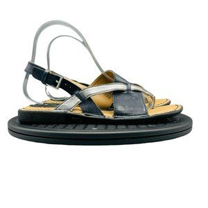 B.O.C. Born Concept Women's  Black Brown Lowery Leather Slingback Flat Sandals 7